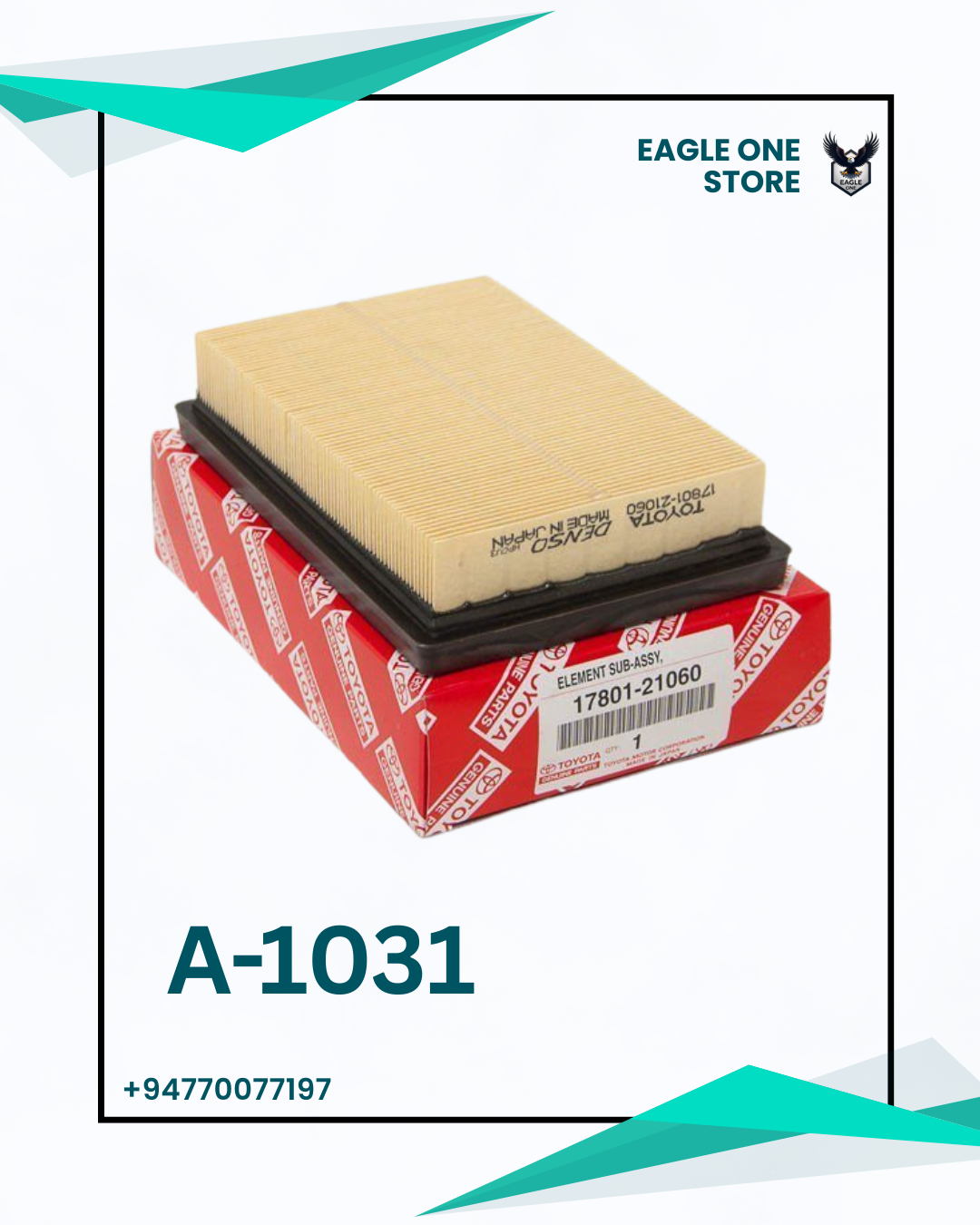 A-1031 TOYOTA AIR FILTER FOR VITZ AQUA